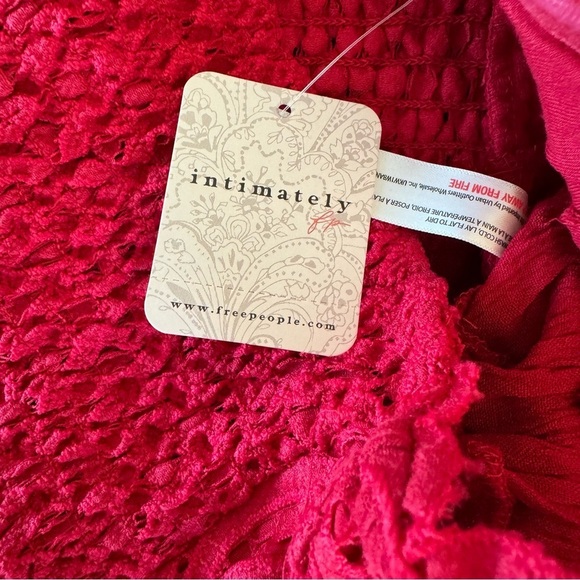 Free People Red Lace Corset Top Strapless Cropped Ruffle Cami Adella S NWT - Picture 10 of 11